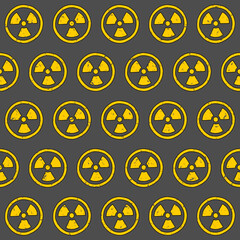 GRAY VECTOR SEAMLESS PATTERN WITH YELLOW RADIATION SYMBOL