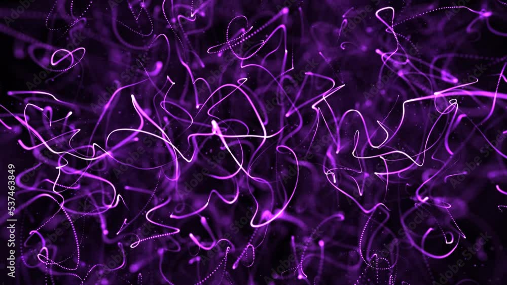 Poster purple particles wave flow with dust and bokeh shimmering looped animation. abstract motion backgrou