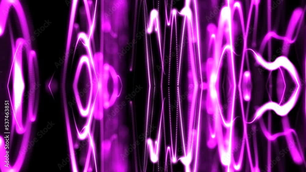 Poster purple particles wave flow with dust and bokeh shimmering looped animation. abstract motion backgrou