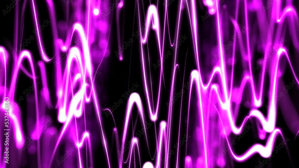 Fototapete purple particles wave flow with dust and bokeh shimmering looped animation. abstract motion backgrou