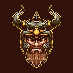 Odin Head Viking Mascot Illustration