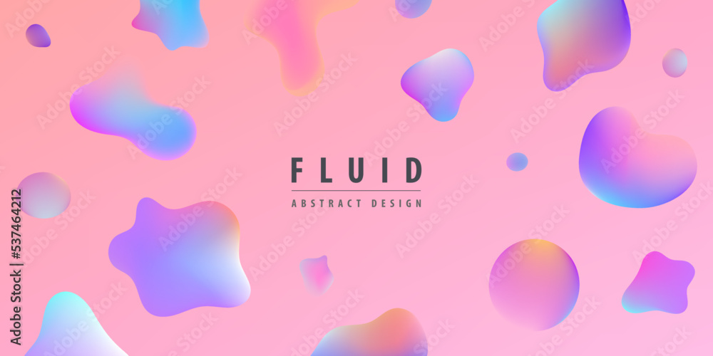 Poster vector colorful template banner, abstract background with gradient color, organic bubble liquid shap