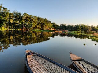 The Ishamoti river is always busy with wooden boats for transport passenger