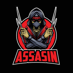 Ninja Assassin Mascot Logo Illustration