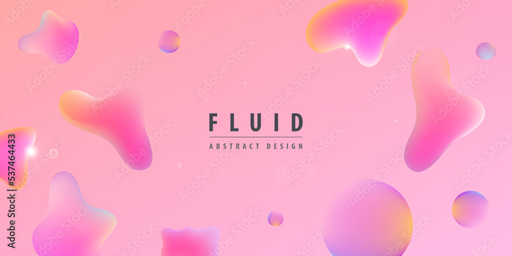 Poster vector colorful template banner, abstract background with gradient color, organic bubble liquid shap