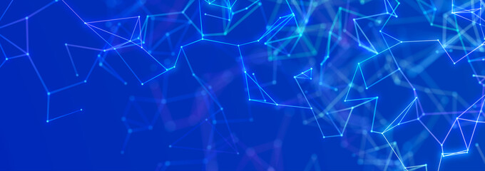 Technology background with glowing defocused particles. Big data. Digital background. 3D