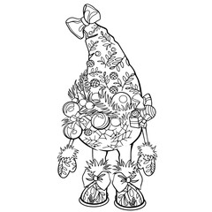 Christmas tree with hand and lags, colouring book, kids colouring page