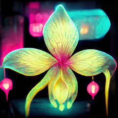 Decorative Art Flower Neon Abstract Background