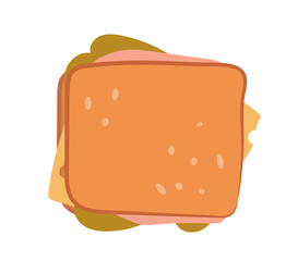 Vector sandwich isolated on white. Breakfast snack concept.