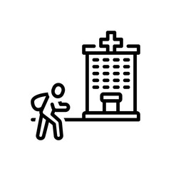 Black line icon for asylum