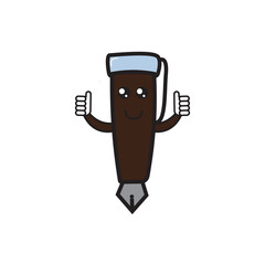 cute character pen illustration vector.