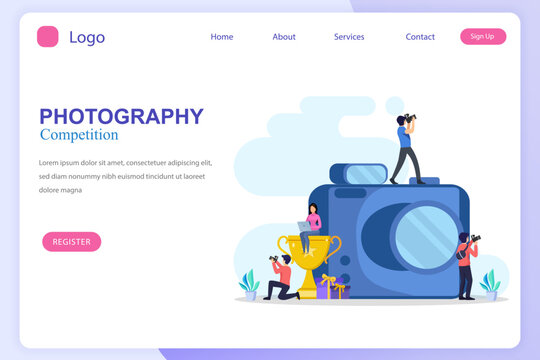 Photo competition illustration vector landing page. Photography Competition