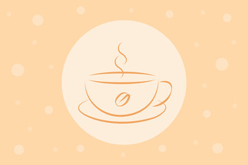 Logo for a coffee shop. Contour of a coffee cup with hot fragrant coffee. Vector image of a logo.