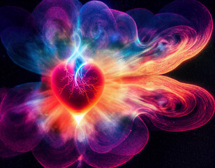 A heart shape smoke in universe as a human romantic emotion