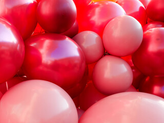 Background from rubber balls of pink and lilac flowers.