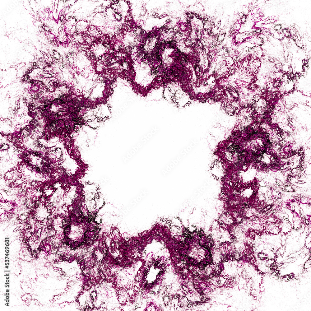 Poster abstract purple frame on a white background. wavy uneven swirls create a frame. 3d illustration. 3d 