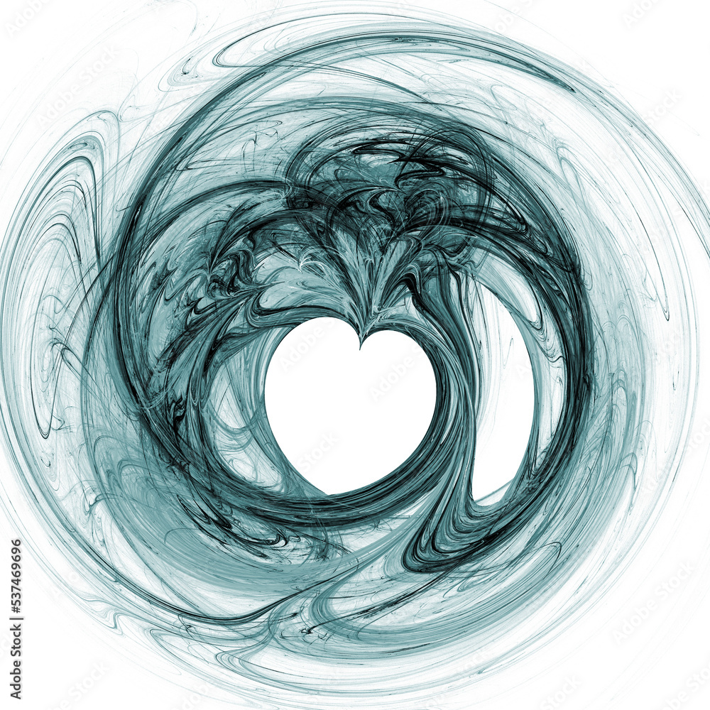 Aufkleber monochrome abstract frame in the form of a heart on a white background. dynamic swirls around the fr