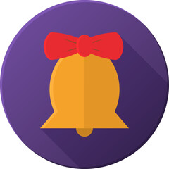 Bell icon drawn in a flat style with long shadows. Vector illustration.