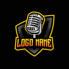 Podcast Logo Design Template Inspiration, Vector Illustration.