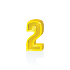 3d gold number 2 vector graphics