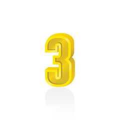 3d gold number 3 vector graphics