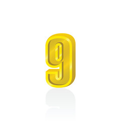3d gold number 9 vector graphics