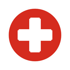 Negative Corner Swiss Cross Red Circle