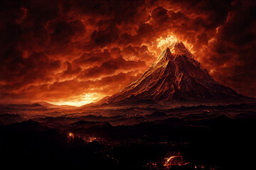 Concept art illustration of Mordor land - obrazy, fototapety, plakaty