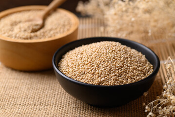 Brown quinoa seed in bowl, Super food