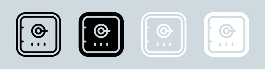 Safe box icon set in black and white colors. Saving signs vector illustration.