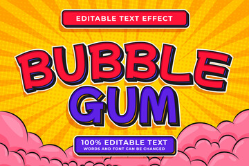 Bubble gum editable text effect with comic style