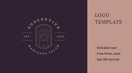 Finger with nail logo emblem design template vector illustration in minimal line art style