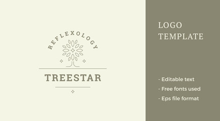 Fototapeta premium Outline logo of tree line style