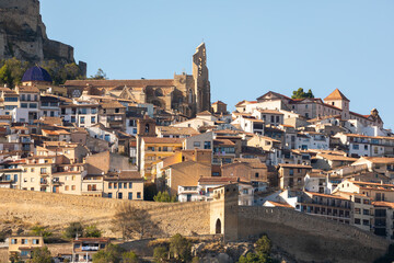 Obraz premium Archpriestly Basilica of Santa Maria la Mayor in the town of Morella, an ancient, landmark, walled town located on top of a hill in the province of Castellón, Valencian Community, Spain