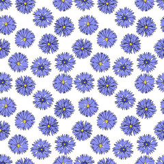 Fototapeta na wymiar A set of seamless background with cornflowers. Vector graphics, 1000x1000.