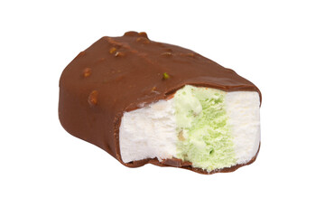 Eskimo ice cream chocolate glazed isolated on the white background