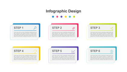 Six Steps Colorful abstract business infographic template