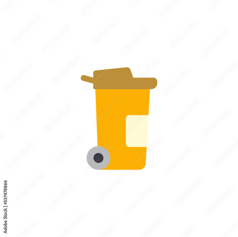 Poster trash bin, garbage container icon in color, isolated on white background