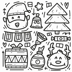 Christmas doodle cartoon illustration pattern design