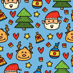 Christmas doodle cartoon illustration pattern design