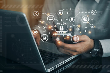 Concept of cyber security, information security and encryption, secure access to user's personal...