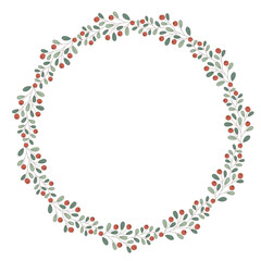 Round wreath with  leaves and berries