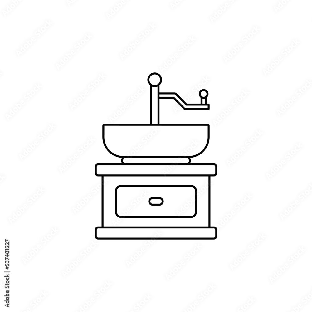 Poster Coffee Grinder icon in line style icon, isolated on white background