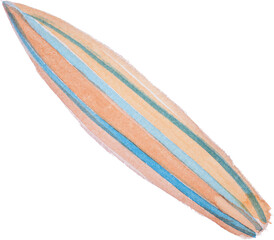 surf board for the holiday summer watercolor hand painted
