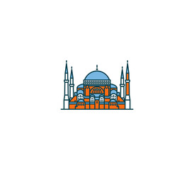 Hagia Sophia symbol and city landmark tourist attraction illustration.
