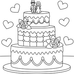 Wedding Cake Coloring Page for Kids