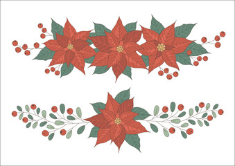 Decorative element with flowers, leaves and berries