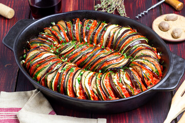 Ratatouille - traditional Provencal vegetable dish. French food. Vegetarian food. Healthy eating.