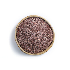 Black Lentils (Black masoor Dal). Black Lentils in threshing basket