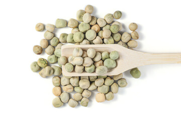 Green Pea (Green Matar). Green Pea with wooden spoon